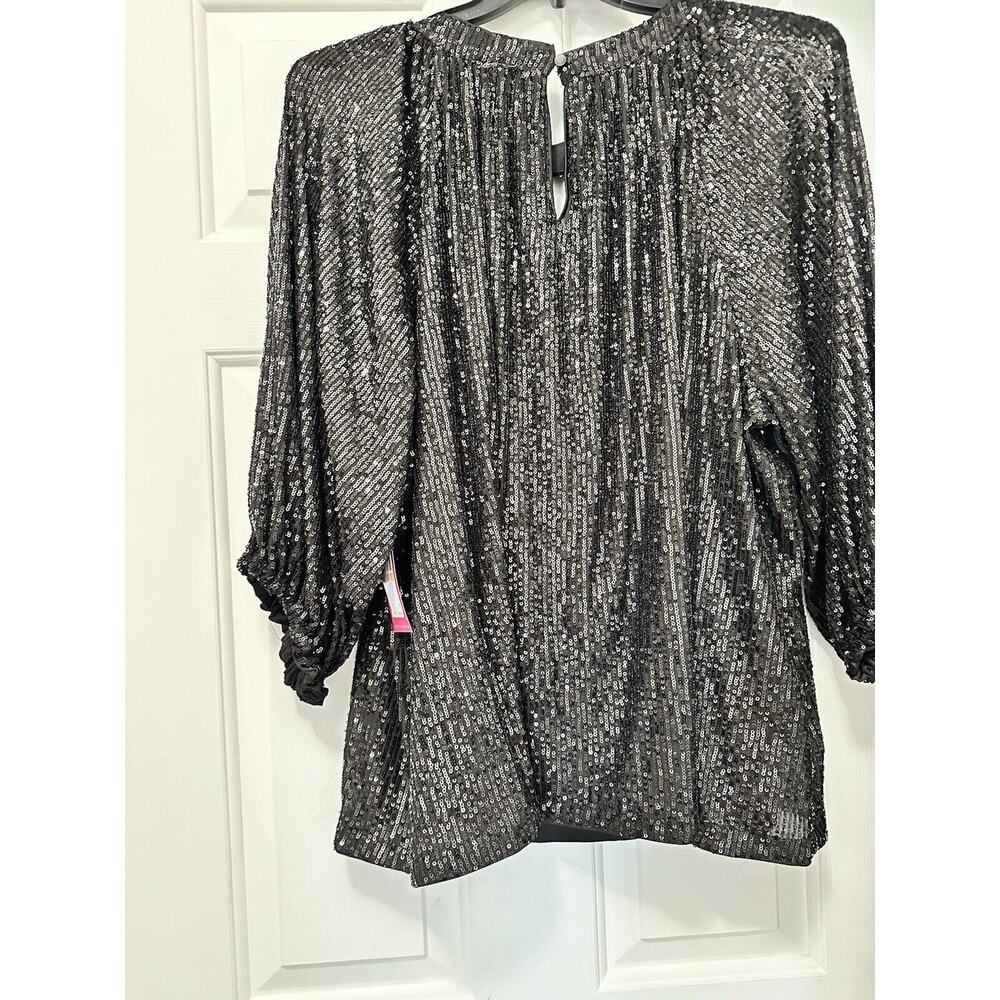 Vince Camuto Blouse Plus Size3X 3/4 Balloons Sleeves Sequin Keyhole Blouse - Picture 2 of 8